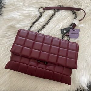 House of Want “We Step Up” Burgundy Quilted Soft Vegan Leather Purse